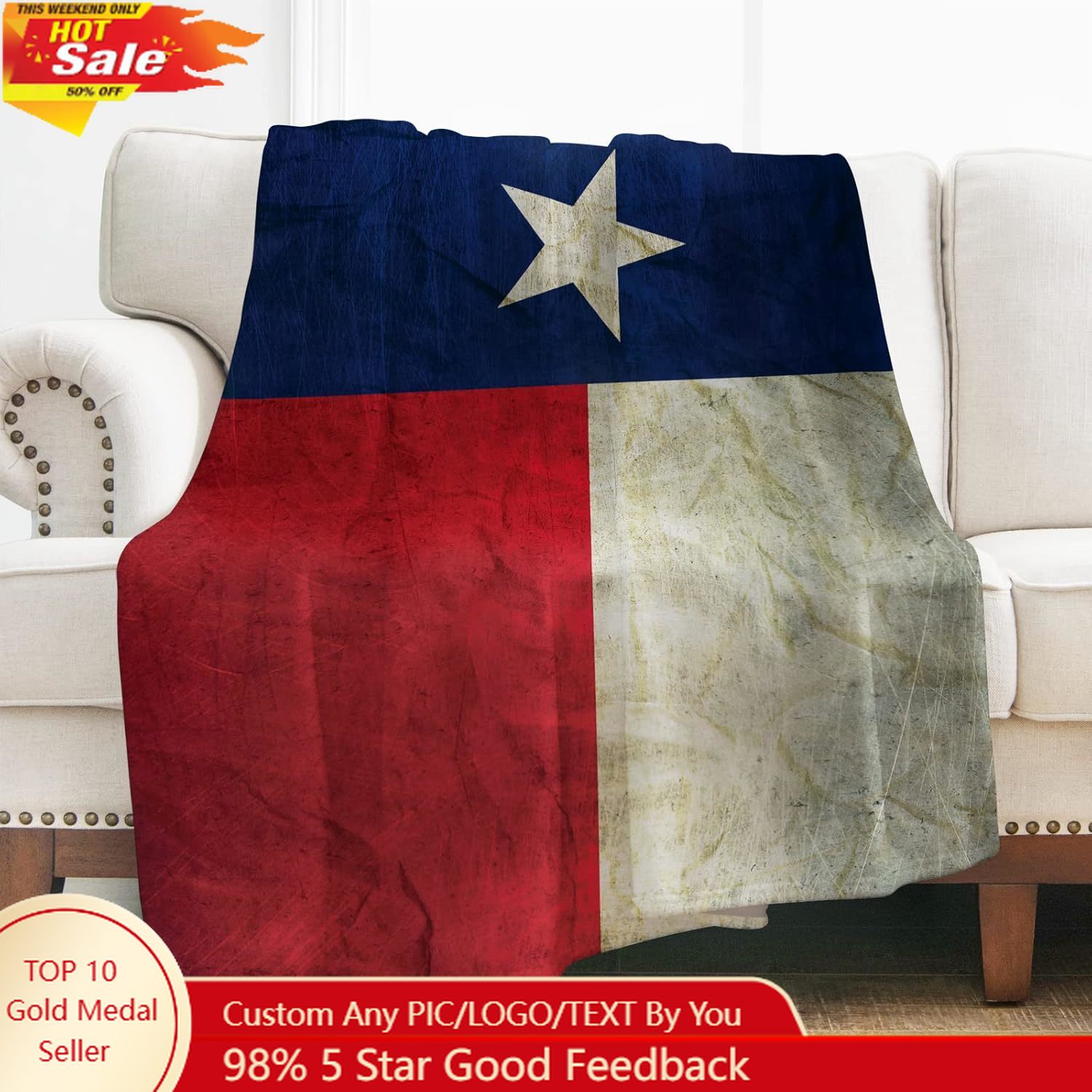 Home Textiles Usa - Levens texas bandeira lance cobertor presentes