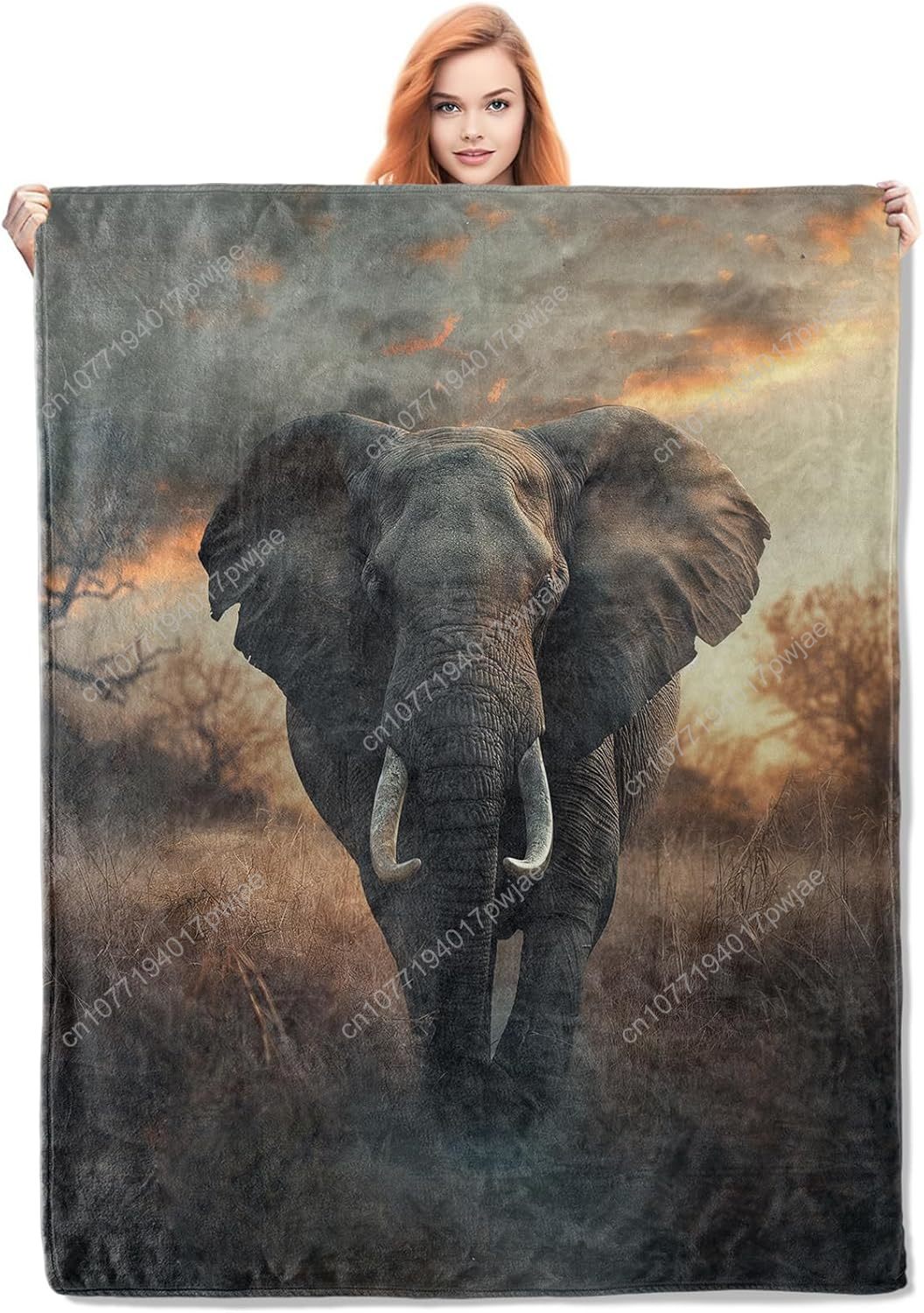 Home Textiles Usa - Cobertor de lã de elefante, cena