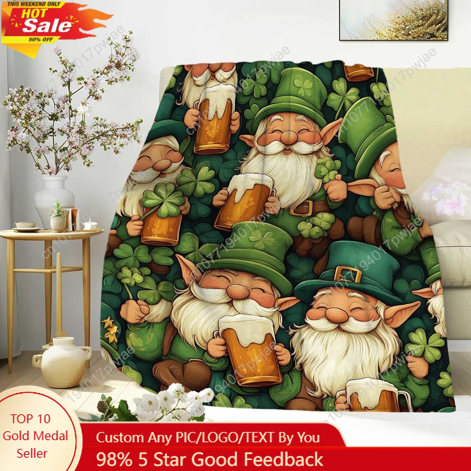 Home Textiles Usa - Cobertor de gnomo do dia de