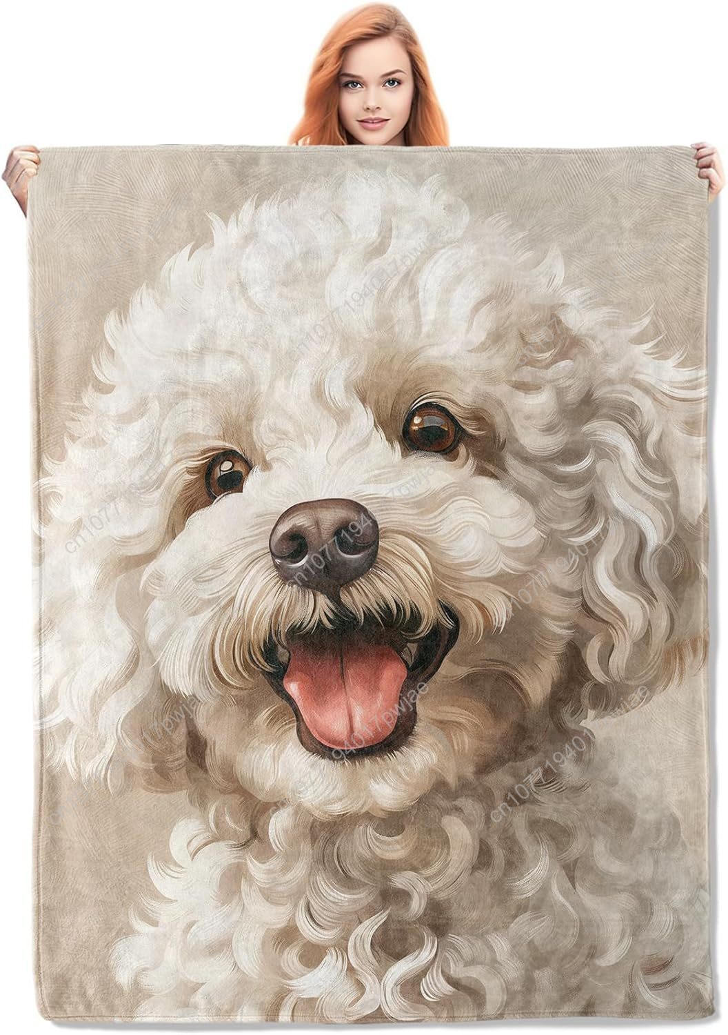 Home Textiles Usa - Cobertor de retrato de poodle alegre,