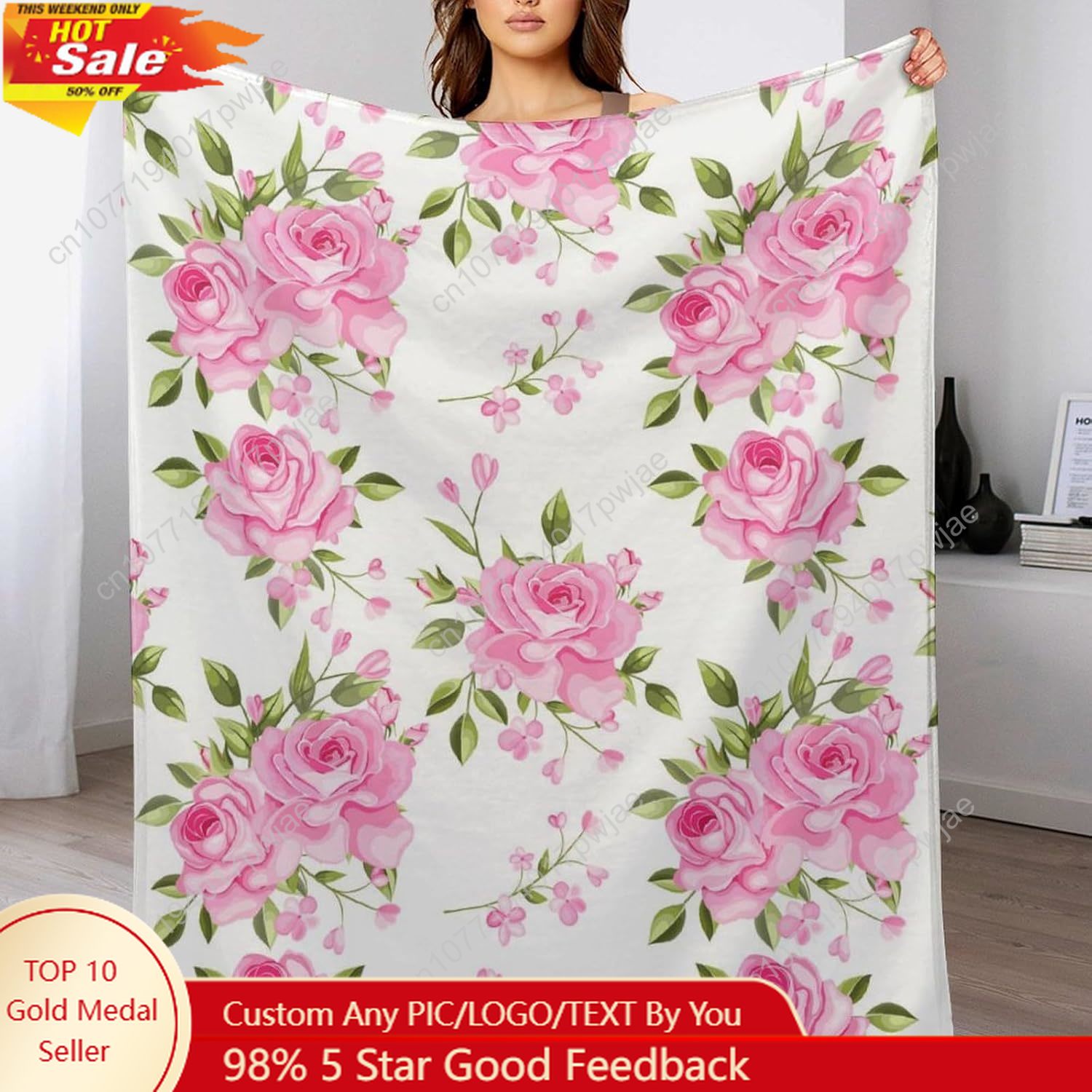 Flor rosa lance cobertor decor - Home Textiles Usa avaliação e preço