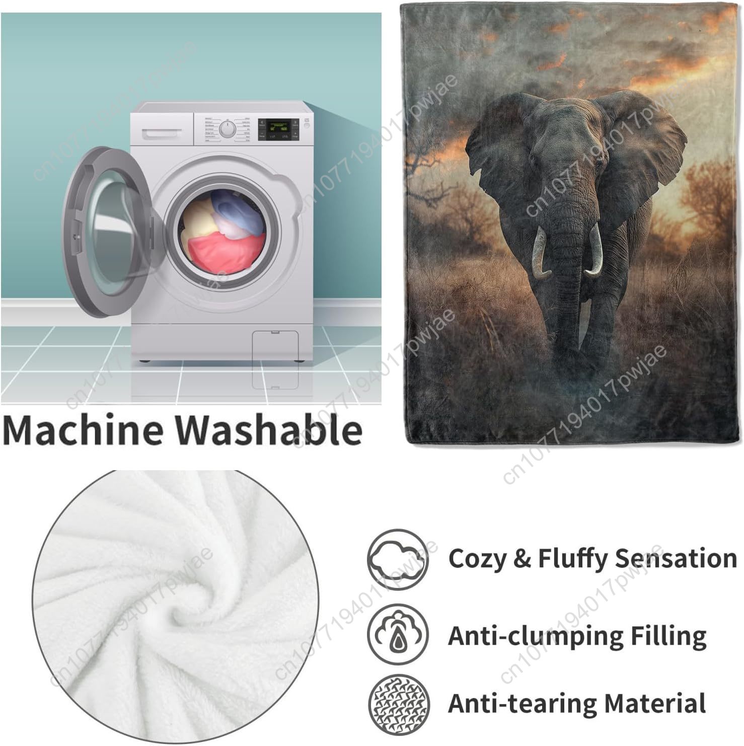 Cobertor de lã de elefante, ce - Home Textiles Usa avaliação e preço