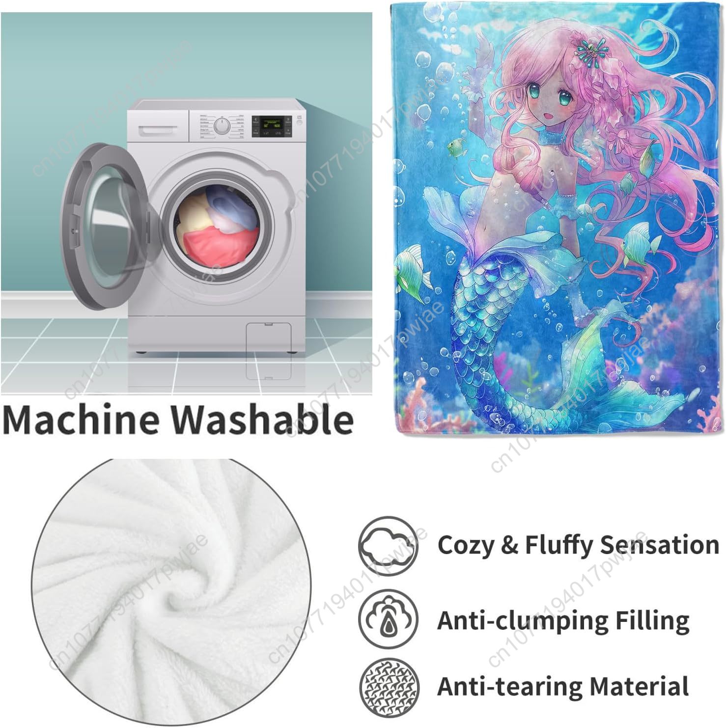 Bonito sereia cobertor dos des - Home Textiles Usa avaliação e preço