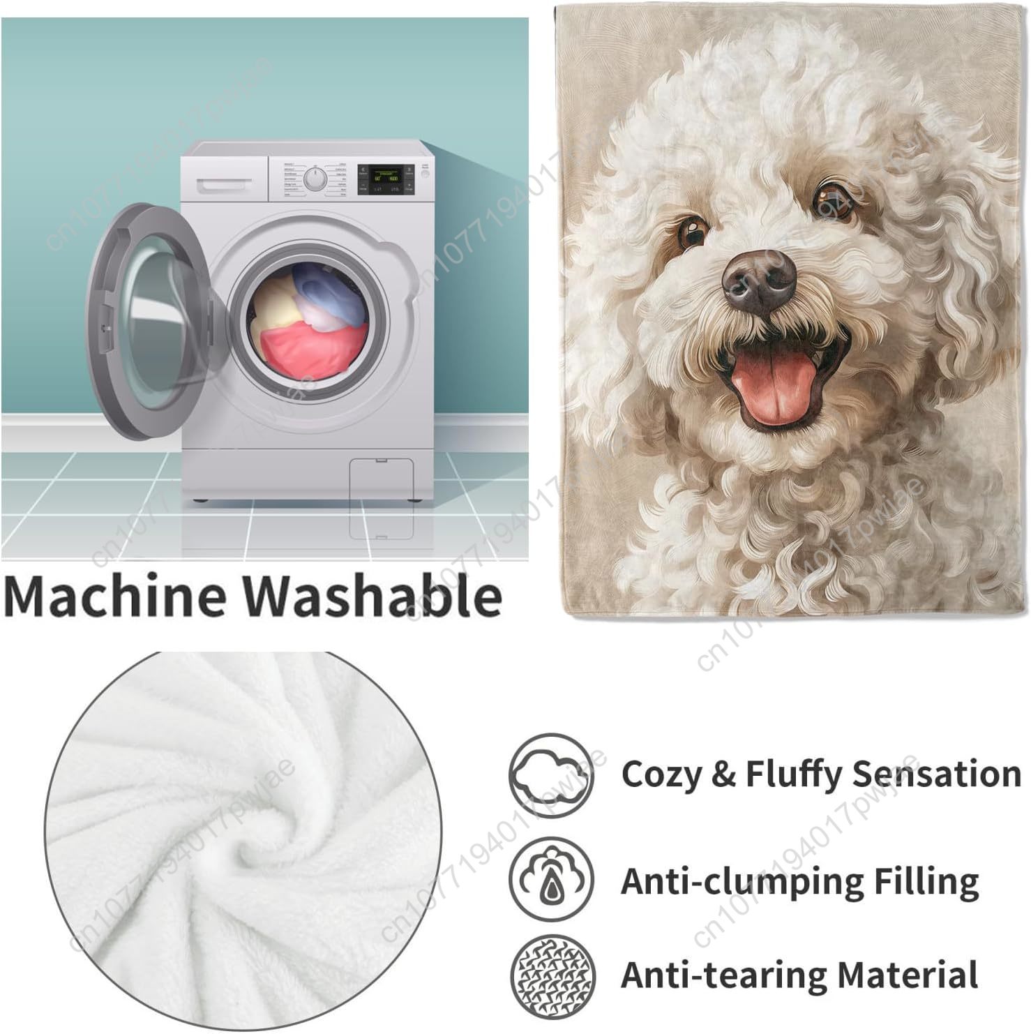 Cobertor de retrato de poodle  - Home Textiles Usa avaliação e preço